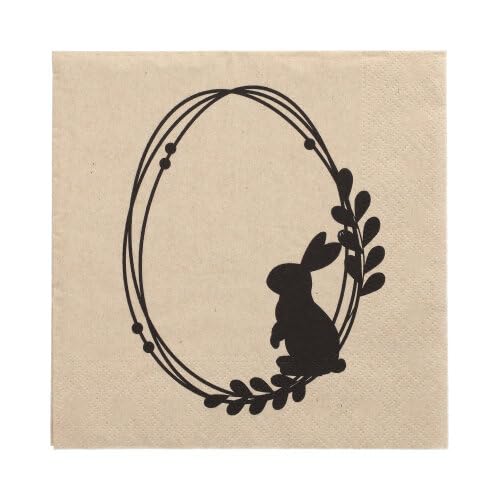 PAPSTAR Lot de 300 serviettes en papier recyclé, 3 plis, pliage 1/4, 33 x 33 cm, naturel, « Rabbit Wreath »