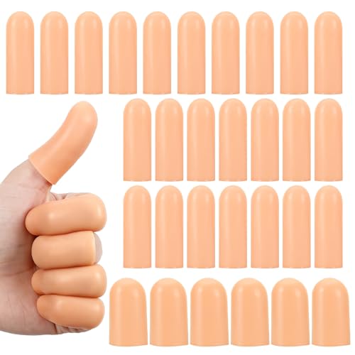 Matwsec 30 Stück Silikon Fingerkuppenschutz Wasserdicht Fingerschutz bei Verletzung Gel Fingerlinge Daumenschutz Fingerverband für Fingerknacken Handekzem Fingerarthritis (Hautfarbe)