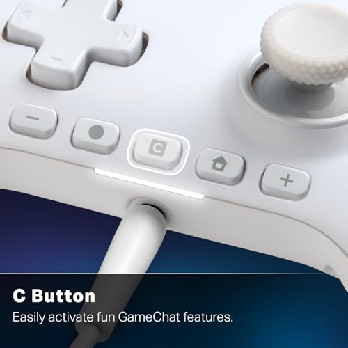 Image of PowerA Advantage Wired Controller for Nintendo Switch 2 with Lumectra - White, Officially Licensed, RGB Lighting, Hall Effects, Mappable Buttons, C Button, Pro Controller