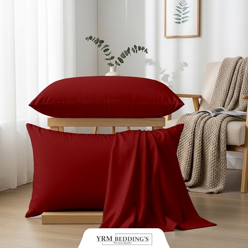 Image of YRM Bedding's - Egyptian Cotton 600TC Pillow Cover | Premium Pillowcases | Luxury Bedding-Export Collection | High Thread Count Durable & Breathable Covers - Burgundy | [20''x34''] Inches