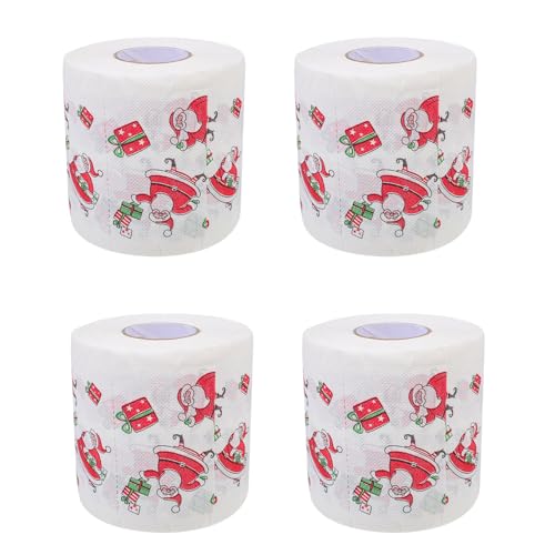 Pañuelos navideños suaves y creativos UKCOCO, 4 rollos de papel higiénico para cenas de Navidad
