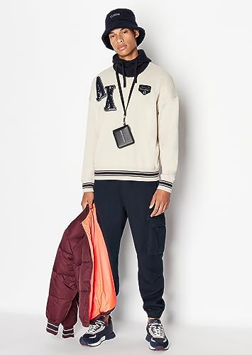 Armani Exchange Men's Collegiate Capsule Cotton French Terry Patch Logo Letters Pullover Sweatshirt2