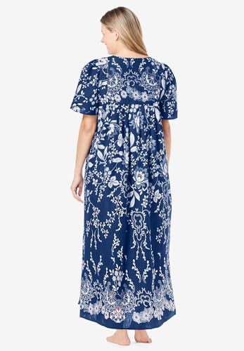 Only Necessities Women's Plus Size Bib Front Lounger House Dress, Nightgown2