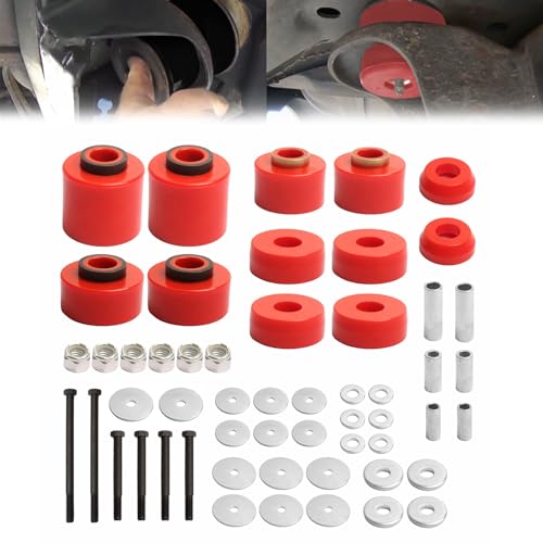 ATZTNUO Body Mount Bushing Kit Compatible With Ford F-150 F-250 F-350 2WD 4WD 1980-1998 Polyurethane Body Cab Mount Bushing KitIncludes Steel Sleeves & Hardware (Red)