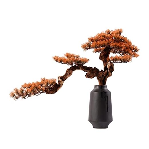 Vibrant Yellow Pine Bonsai Tree Decoration