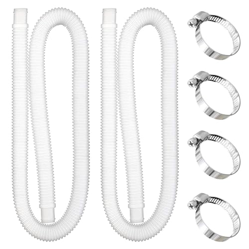 yotutun Manguera Piscina 32mm, 2 Piezas 1m Manguera de Repuesto para Piscina Depuradora con 4 Morsetti in Metallo Manguera de Recambio de Filtro Tubo para Piscinas Elevadas