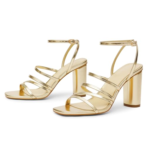 Women Heeled Sandals Square Open Toe Block High Heels Strappy Chunky Heels Ankle Strap Sandals Comfort Dress Party Prom Shoes2