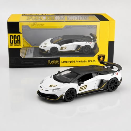 Image of Wizplex CCA Lamborghini Aventador SVJ 63 1:32 Officially Licensed Premium Die Cast Car with Display Stand - Pull Back, Light & Sound, Openable Doors & Rear Cover, Supercar Showpiece 3+