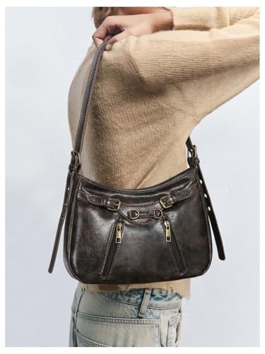SweatyRocks Women's Retro Leather Shoulder Bags PU Leather Buckle Punk Clutch Purse3