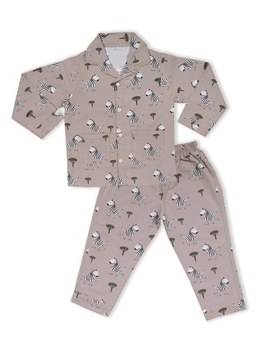 Image of MINIMATES Unisex Kids Cotton All Over Printed Night Suit Sleepwear Top & Pyjama Set Full Sleeve with Pockets for Girls & Boys with Buttons /Sleepwear for Girls /Night Dresses