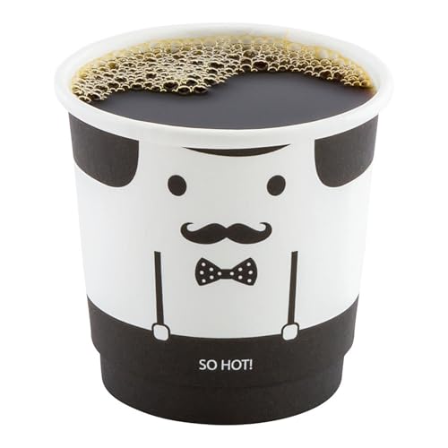 Image of Restaurantware 4 Ounce Disposable Cups, Pack of 500 Double Wall Hot Cups - Lids Sold Separately, Rippled Wall and White Paper Insulation, Monsieur Design, Ideal for Serving Tea, Coffee, and More