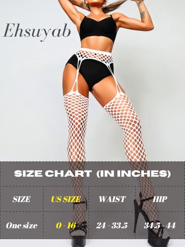 Image of EHSUYAB Women Sexy Fishnet Tights, Cutout Suspender Pantyhose Stockings Lingerie, Music Festival Rock Rave Outfits Party Club