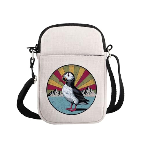 G2TUP Coastal Seabird Gift Charming Puffin Crossbody Bag Seaside Adventure Travel Bag Ocean Wildlife Gift Unique Bird Gift