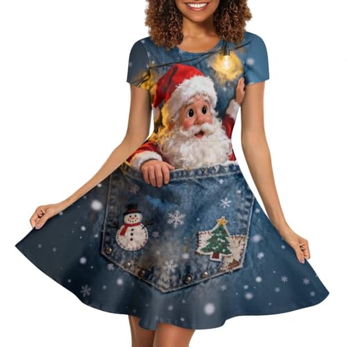 Image of Irisjudy T Shirt Dress for Women Short Sleeve Girls Short Sleeve Dress Plus Size, O Neck Knee Length Midi Dress for Ladies