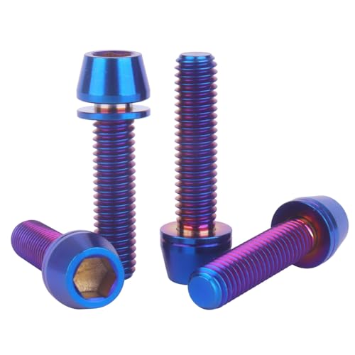 Image of Titanium Bolt M6 x 25mm Allen Hex Bolts with Washers Screw for Bicycle V Brake Hub Fixed (Burnt Blue)