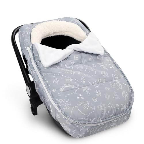 DILIMI Car Seat Covers for Babies, Winter Baby Car Seat Cover, Infant Car Seat Canopy for Boys Girls, Warm Windproof Carseat Canopy for Newborn, Dinosaur
