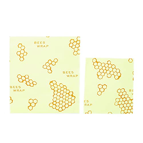 Bee's Wrap Reusable Beeswax Food Wraps Made in the USA, Eco Friendly Beeswax Food Wrap, Sustainable Food Storage Containers, Organic Cotton Food Wraps, Assorted 2 Pack (S, M), Honeycomb Pattern