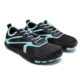 HOBIBEAR Buty do biegania boso, uniseks, szybkoschnące, szerokie noski, minimalistyczne buty, Czarny Aqua, 47 EU szeroki