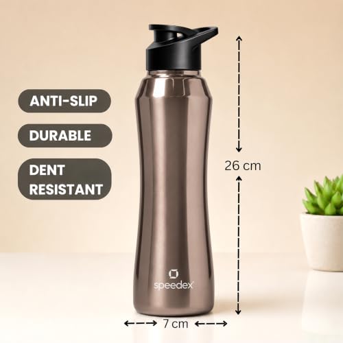 Image of Speedex Stainless Steel Water Bottle 1 Ltr, 1000 ml Metal Bottle For Daily, Office, School, Gym, Travel Use for Men, Women, Kids, Adults-Leak Proof Sipper Cap, BIS Approved, Copper Gold, Set of 3