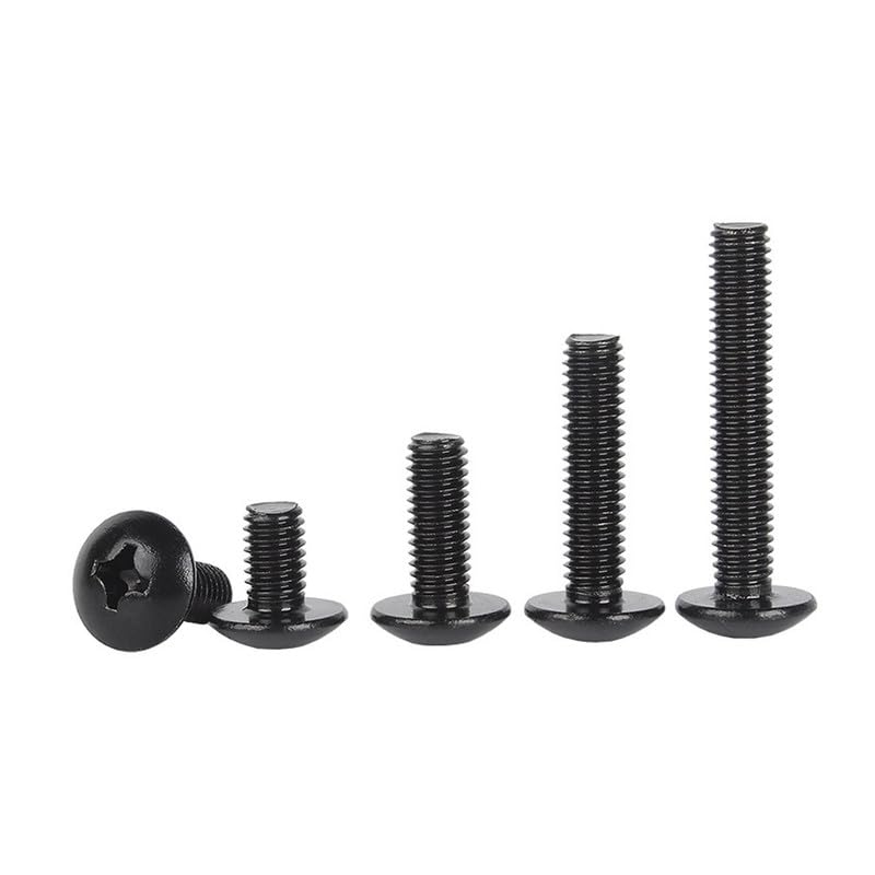 Croce Bulloni a testa tonda Acciaio inossidabile 304 Nero Zinco Fungo Bulloni testa tonda piatta Pan Viti Machine Elementi di fissaggio M5 x 20mm 20 Pcs