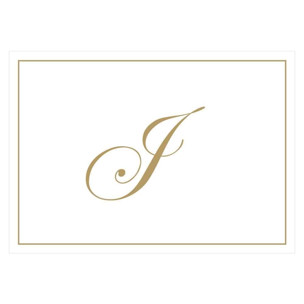 Caspari Gold Embossed Initials Boxed Note Cards in Letter J, 16 Cards &amp; Envelopes