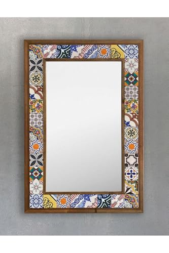 Oscar Stone Decor Masif Çerçeveli Mozaik Taş Ayna 43 Cm X 63 Cm Tile Desen Ayn4060-031