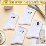 Jadive 4 Paar Dackel Socken Fahrrad Katze Pferde Geschenke Damen Herren Lustige Baumwolle Bestickte Tennissocken Motiv für Vatertagsgeschenk Dackelliebhaber(Dackel,36-42)