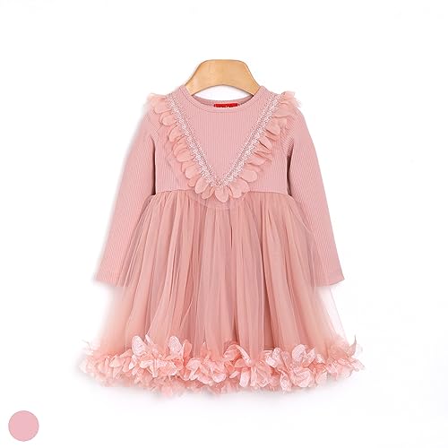 Ozkiz 'Rubble Flower' Pink Casual Party Birthday Tutu Ruffle Dress for Girls Toddler Dresses, US Size 3T~7Y3