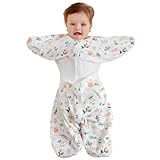 GROWNSY Transitional Swaddle Sleep Sack 3-6 Months,Cotton Starfish Design Baby Swaddle Sack, Dual-Zipper for Easy Diaper Changes, Proper Hip Development & Openable Foot Button, 12-20lbs, Spring Garden