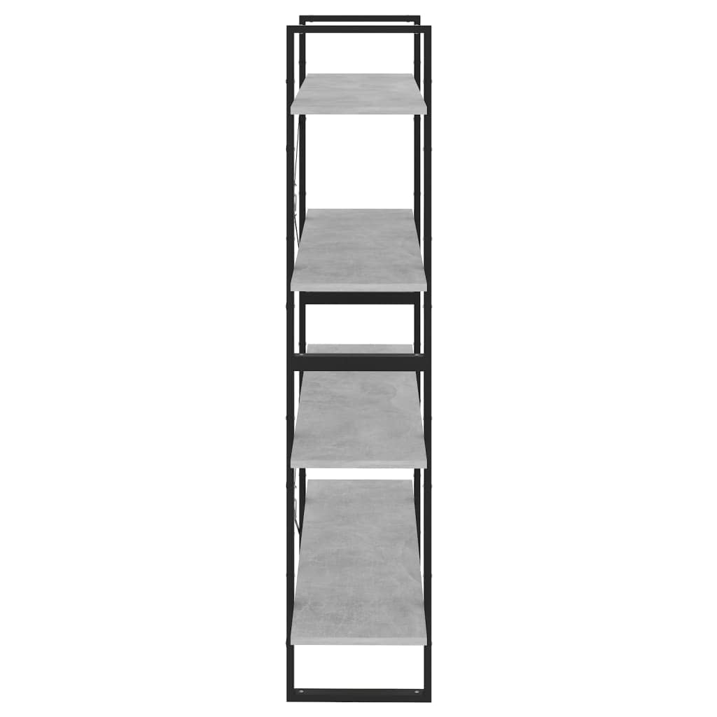 Estantería separador de habitaciones, estantería de pie, estantería de pared, estantería separador de espacios, 4 compartimentos, gris hormigón, 100 x 30 x 140 cm, aglomerado