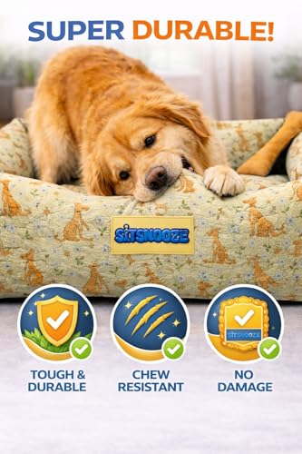 Image of SITSNOOZE Small Dog Bed (Up to 5kg) for Shih Tzu, Pomeranian, Chihuahua Puppies - Plush Soft Washable Bed, Orthopedic Cushion, Indoor Waterproof Anti-Slip Bottom Pet Mattress (Print 19, S)