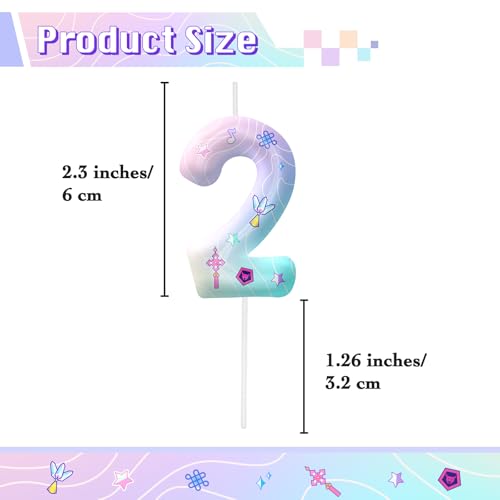 Image of Pink Number 2 Birthday Candles, Cartoon Themed Cake Toppers for Boys Girls Cake Decorations, Birthday Decorations Party Supplies, Number Candles for Party Decor