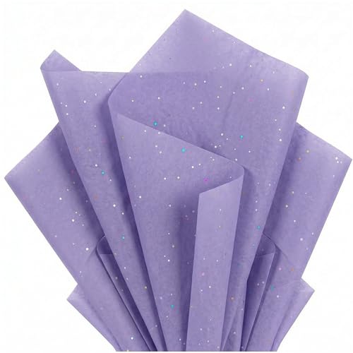 Image of Purple Glitter Tissue Paper for Gift Bags 36 Sheets 14x20 Inch - Recyclable Wrapping Paper for Weddings, Birthdays, Party & Festival Decorations DIY Craft Supplies