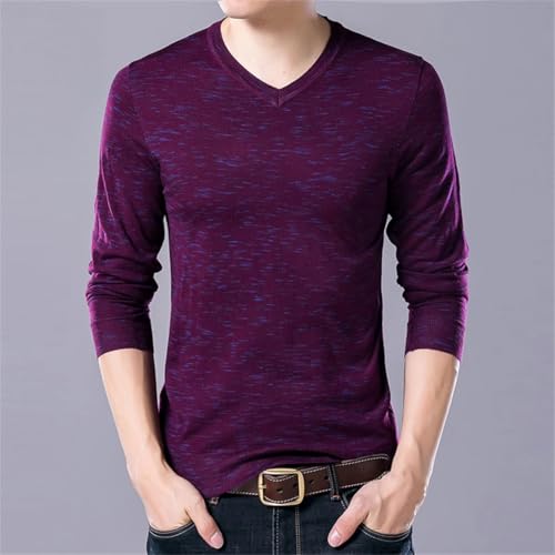 Men Knitted Pullover V Neck Sweater Solid Color Slim Fit Autum Sweater3