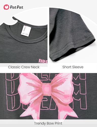 Image of PATPAT Girls Crewneck Short Sleeve Graphic Tees Animal Print Shirts Cute Summer Outfits 5-12 Years