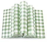 JarThenaAMCS 150Pcs Sage Green Plaid Wax Paper Gingham Checkered Deli Paper Tissue Sandwich Wrap Waterproof Oil-Proof Picnic Liner for Party Kitchen Supplies