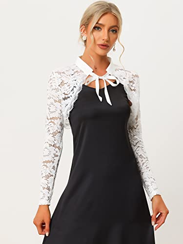 Image of Allegra K Lace Shrug for Women's Victorian Gothic Tie Neck Wedding Bolero for Evening Dresses