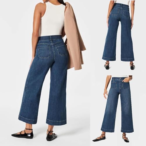 Curvachic Jeans, Oprah's Favorite Jeans Pants,CurvaChic Tummy High Waisted Control Cropped Wide-Leg Jeans2