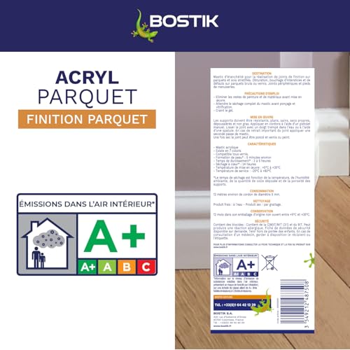 Miniatura 5 de Bostik Sellador Acryl Parquet Color Gris Antracita Masilla Acrílica Para Juntas De Parquet Y Suelos Laminados Secado Rápido Fácil De Lijar Compatible Con Todos Los Barnices Cartucho 300 Ml