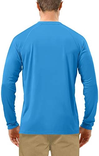 Roadbox Men's Sun Protection Swim Shirts Long Sleeve, UV UPF 50+ T-Shirt Quick Dry, Athletic Rash Guard for Watersport Fishing Hiking Workout Blue