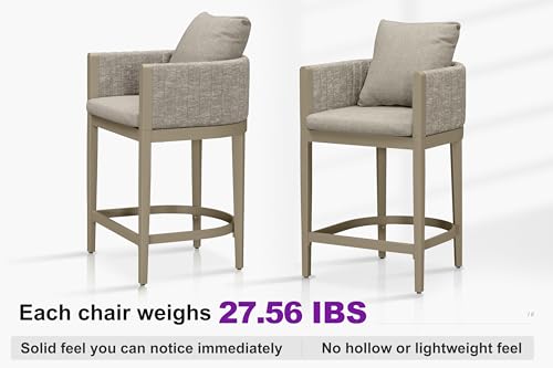 Image of PURPLE LEAF Counter Height Bar Stools Straight Leg Set of 2, Champagne