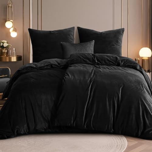 RUIKASI Flanell Bettwäsche 135 x 200 4 teilig Schwarz - Warm Winter...