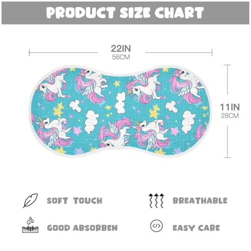 Blue Unicorns Dreamy Girl Cotton Baby Burp Cloth Breathable Baby Rags and washcloth for Unisex Set of 2, 22x11in4