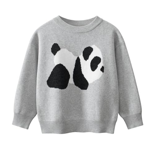 Azalquat Toddler Baby Boy Knit Sweater Pullover Cotton Cartoon Sweatshirt, Panda & Grey, 4T