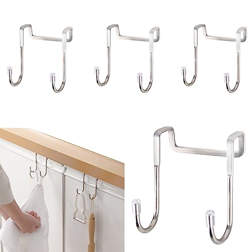 Ganci Appendiabiti 4 Pcs Appendi Accappatoio Bagno, Acciaio Inox Gancio Doccia Ganci Asciugamani Bagno, ganci Adatto per Bagno Cucina Porta (Argento)