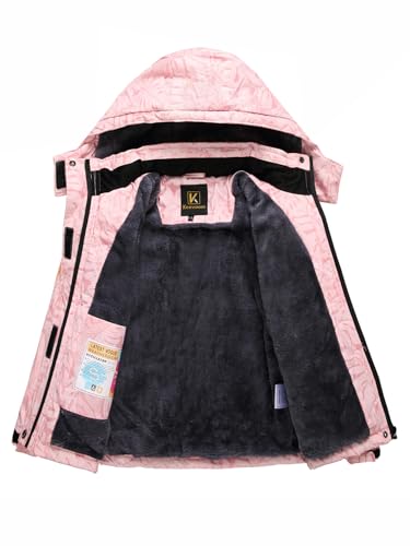 Image of Keevoom Girl's Waterproof Ski Jacket Fleece Snow Coat Windproof Warm Winter Snowboarding Jacket with Removable Hood