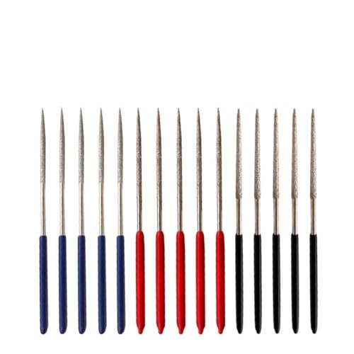 Lot de 5 limes aiguilles rondes en émeri avec revêtement industriel 140 mm pour métal, verre, céramique, bijoux, travail du bois, outils d'artisanat