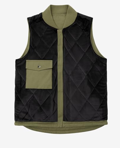 Image of ZENTHACE Mens Quilted Lined Duck Canvas Work Vest,Brass Zip Up
