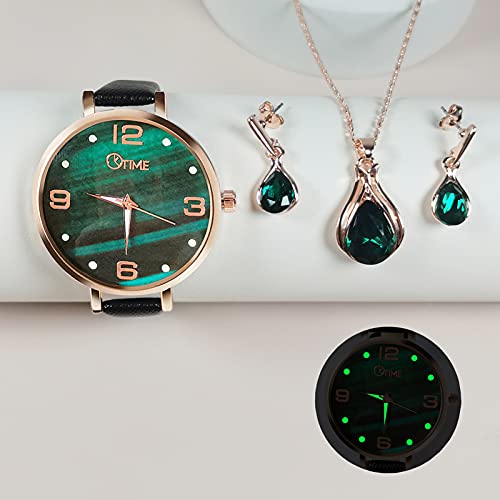 Moniss Conjunto de presente de 4 peças de colar de relógios femininos para mulheres, moda feminina,