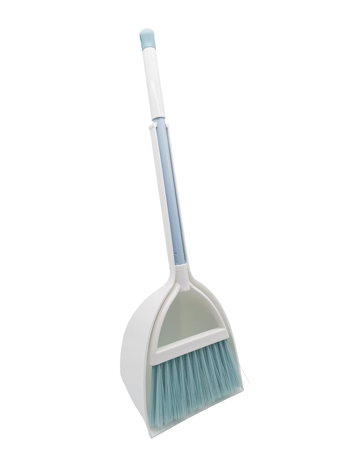 Mini Broom with Dustpan for Kids,Little Housekeeping Helper Set (White+Blue)